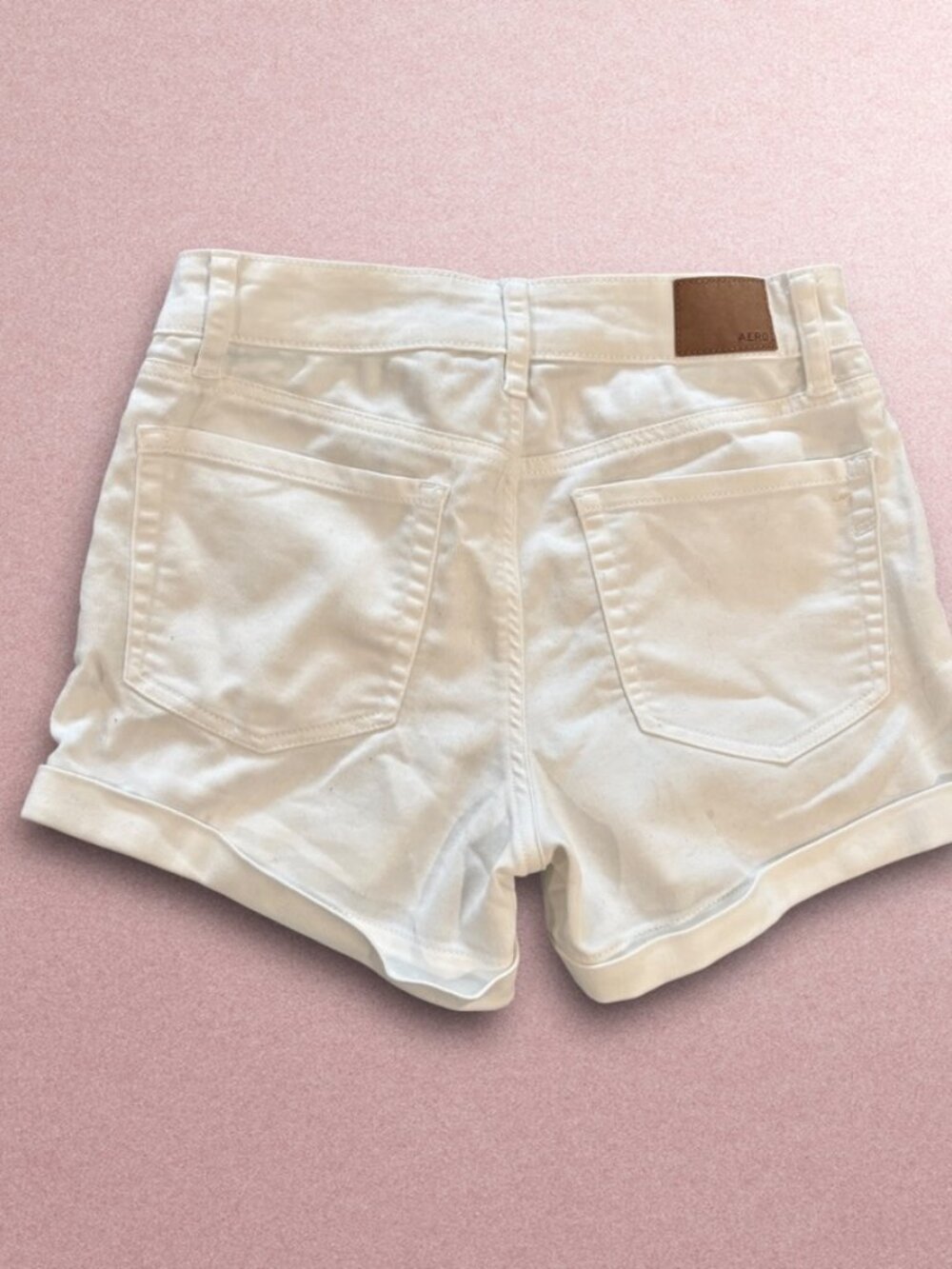 Aéropostale White High-Rise Cuffed Denim Shorts Size 8